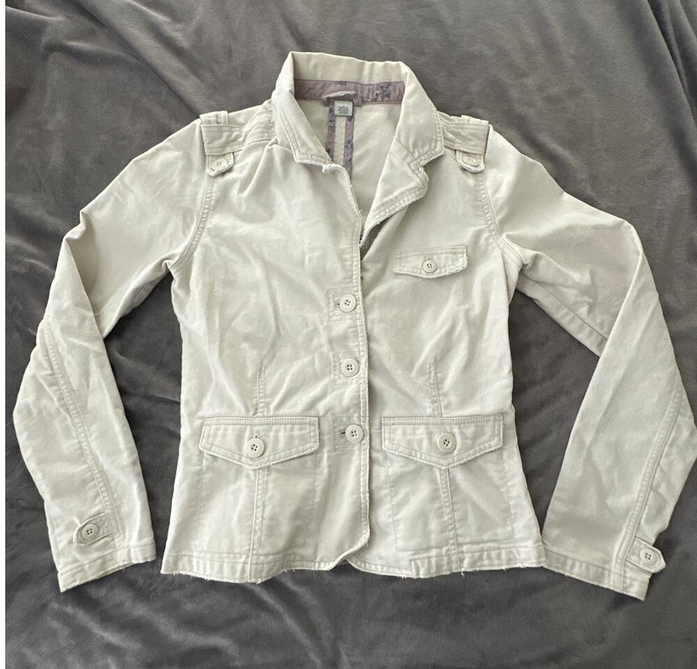 Vintage Old Navy Jacket Womens Small Khaki Y2K Canvas Field Utility Military